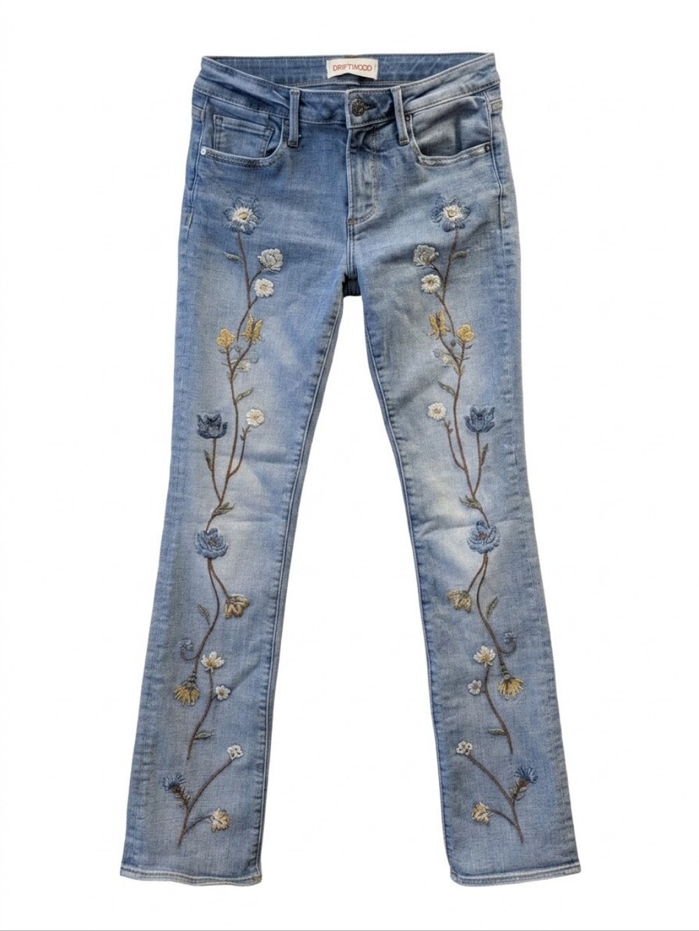 Driftwood Kelly Light Blue Embroidered Floral Women’s Jeans
